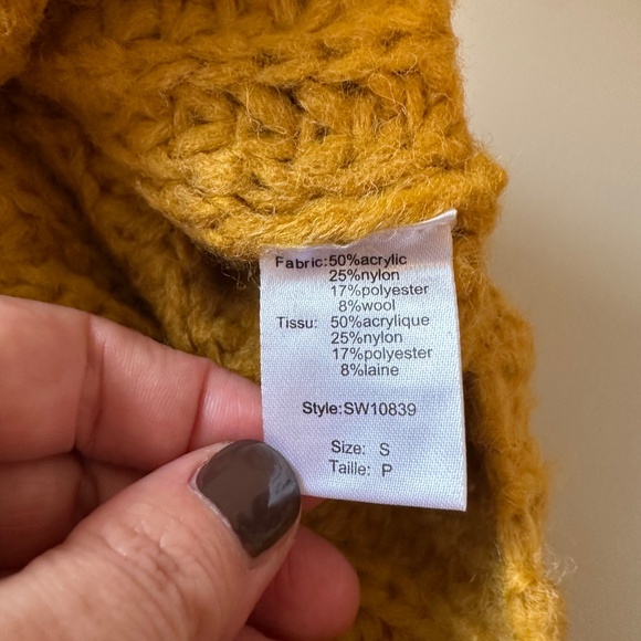 Elan Cable Knit Mustard Yellow Turtleneck Sweater Vest | Size Small - Picture 6 of 8